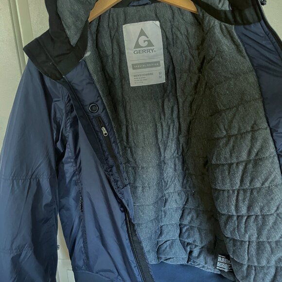 NEW Mens Gerry Hooded Bomber Jacket M NWT Blue Lined Water Resistant Nylon - Picture 9 of 14